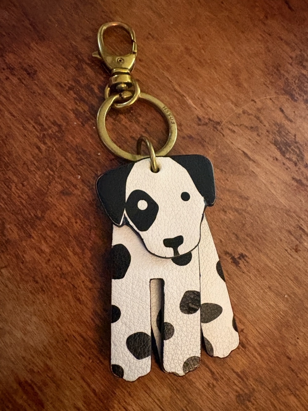 Fossil Sofia Dalmatian Leather Keychain Bag Charm